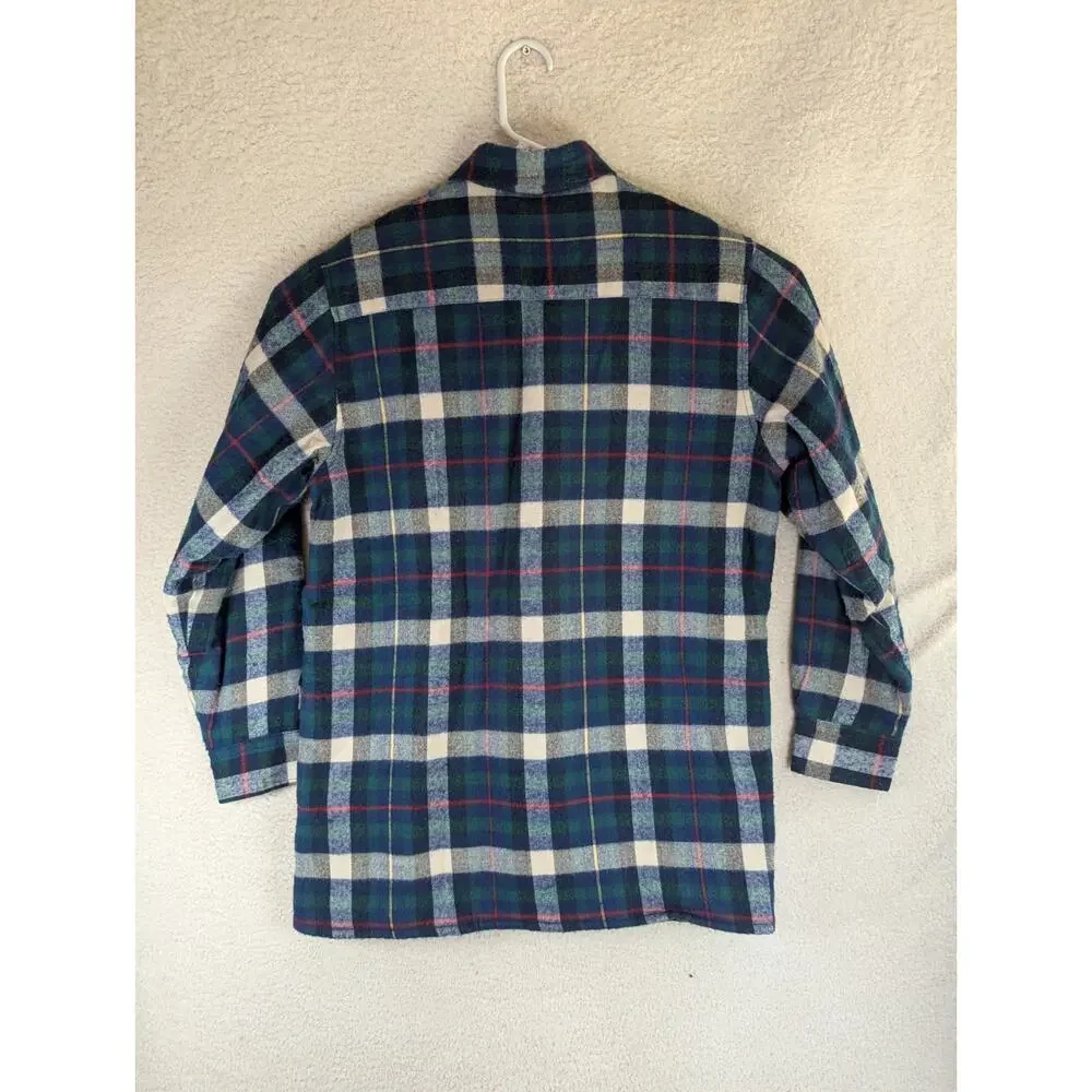 Vintage Northcrest Flannel Shacket Mens Medium Blue Wool Blend Quilted Lining